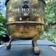Large solid brass lion cache pot Art Nouveau