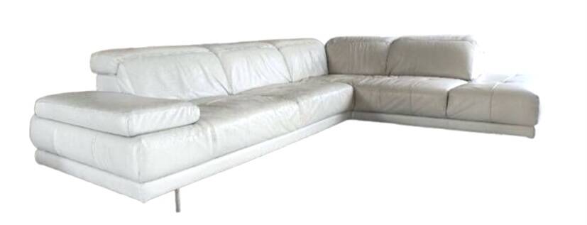 Corner sofa, white leather sofa