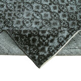 Handwoven overdyed turkish 1970s 138 cm x 233 cm black carpet