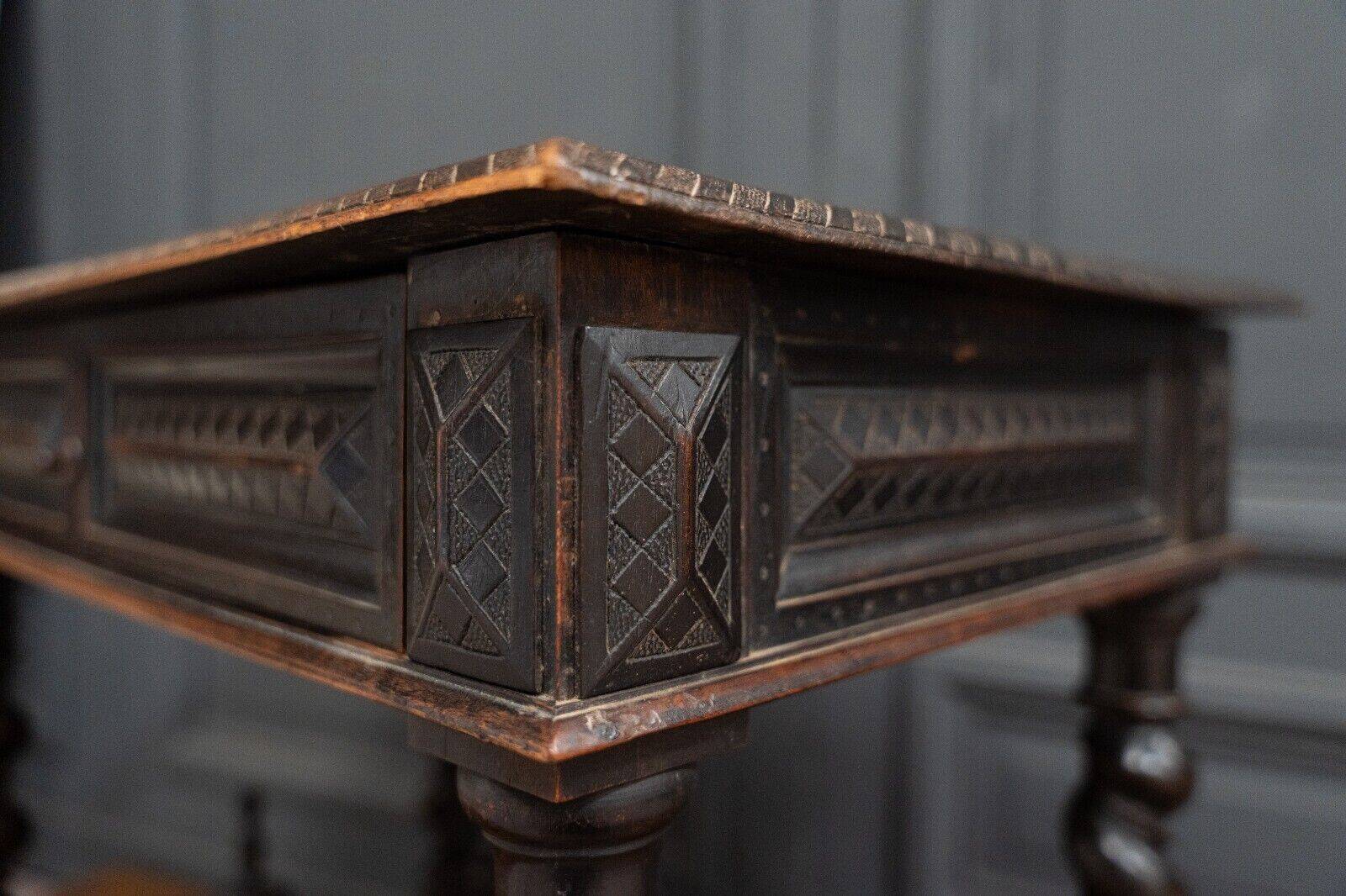 Louis XIII style blackened walnut desk, late 19th century, turned legs, one drawer