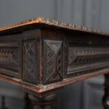 Louis XIII style blackened walnut desk, late 19th century, turned legs, one drawer