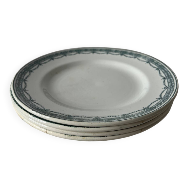 Lot de 4 assiettes plates terre de fer St Armand Magali