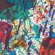 Affiche d'exposition réalisée en lithographie originale Sam Francis, explosion de couleurs, 1983.