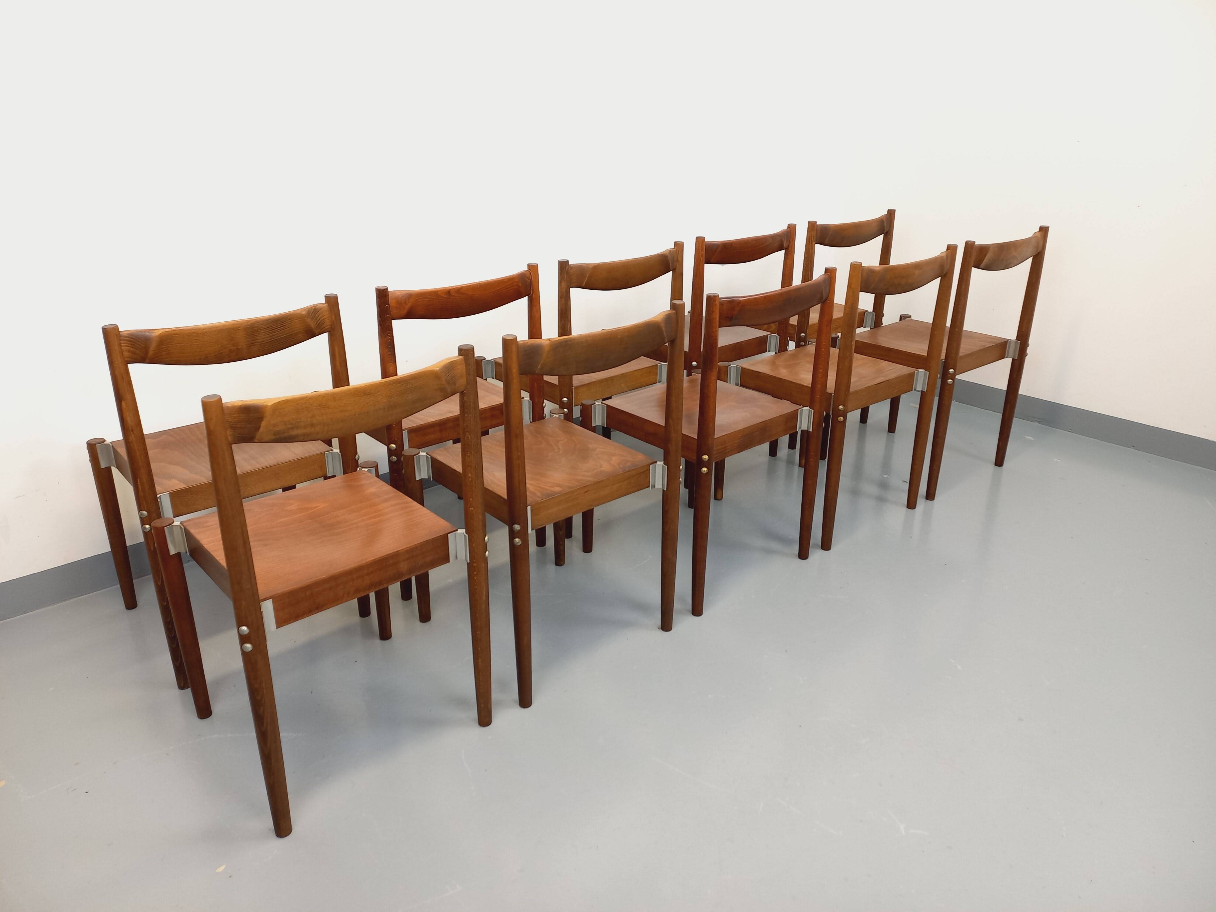 Set of 8 stackable chairs from the Czech manufacturer Bukoza