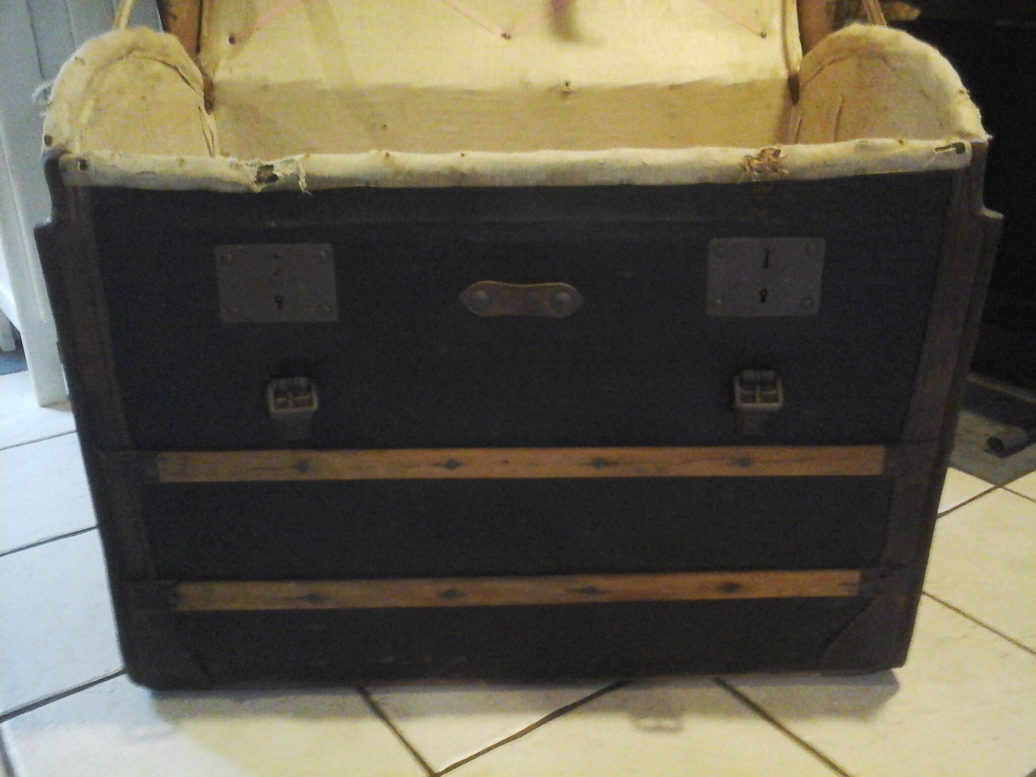 Leather travel trunk