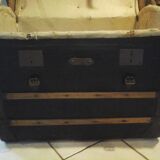 Leather travel trunk
