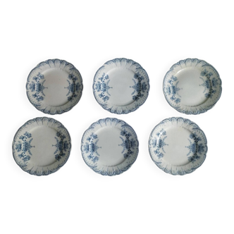 "Regency" - 6 flat plates ironstone St-Amand & Hamage