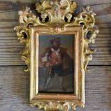 Pair of portraits of Italian bandits, oil on panels, gilded frames, circa 1880.