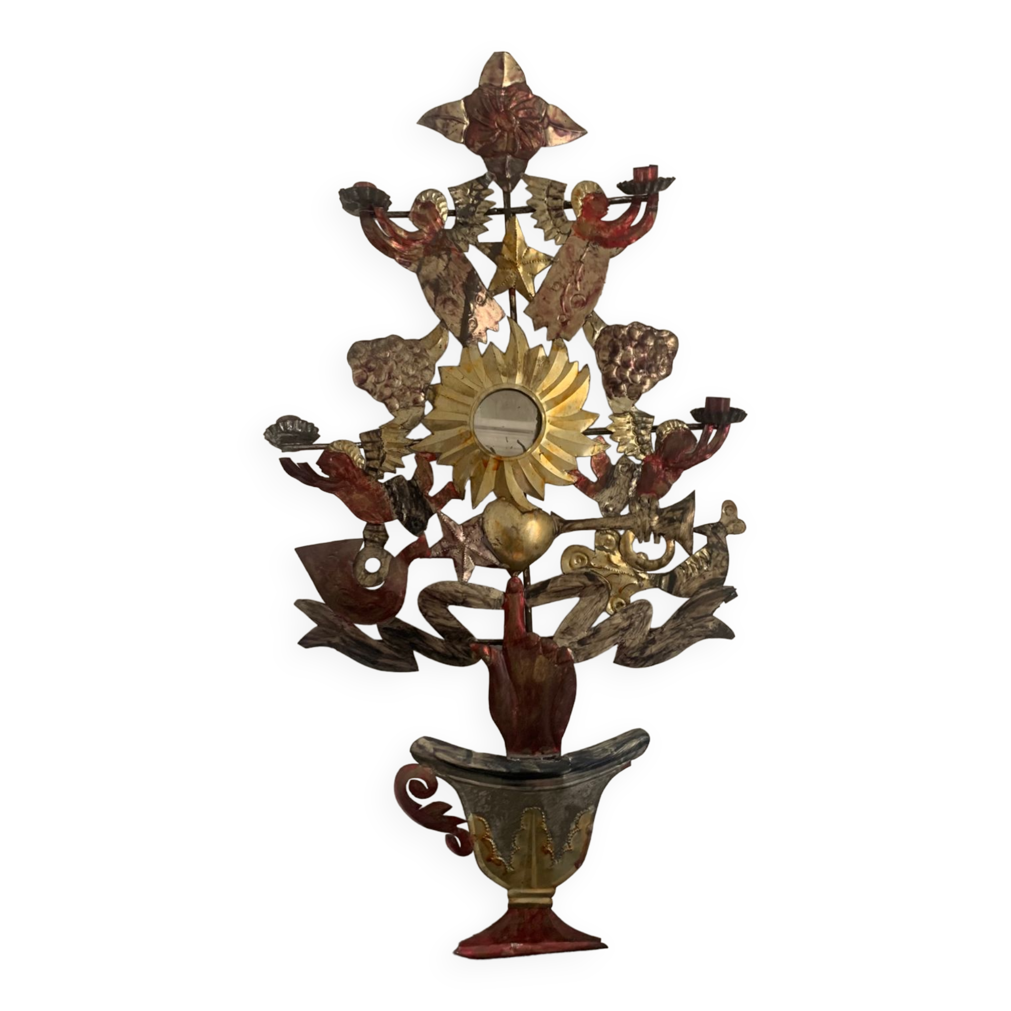 Antique wall candle holder, folk art