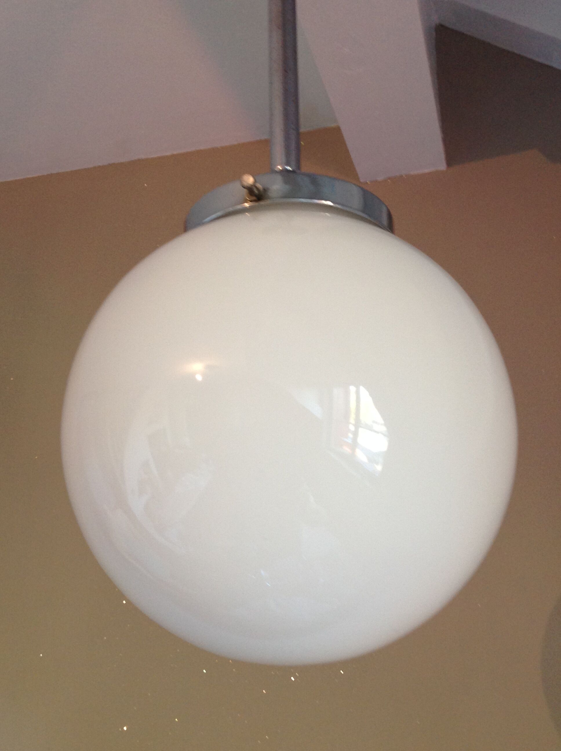 White opaline globe hanging lamp