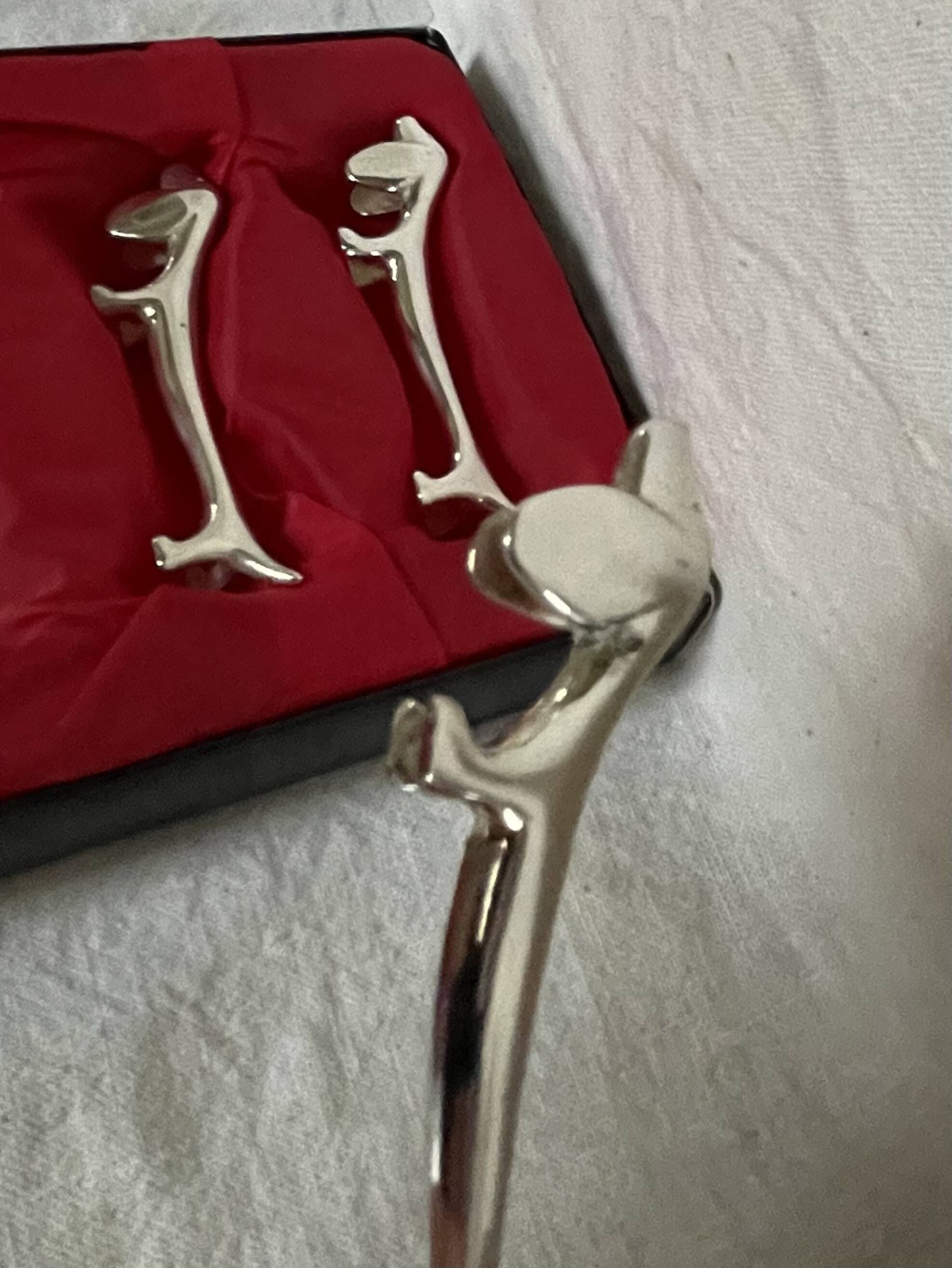 Silver dachshund knife holder