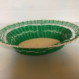 Old green scoubidou basket