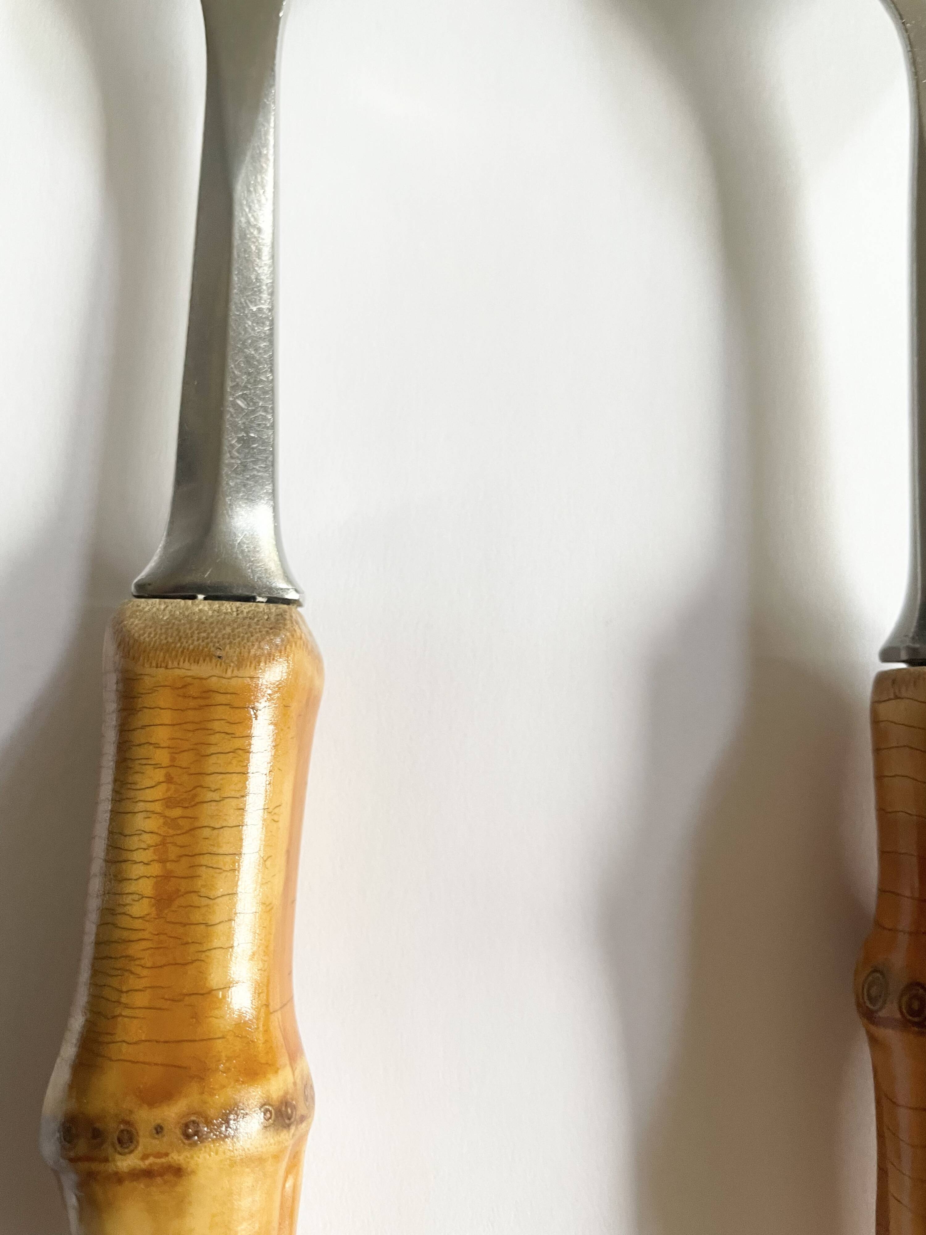 Salad servers with bamboo handles