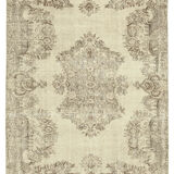 Handwoven antique anatolian beige carpet 192 cm x 274 cm