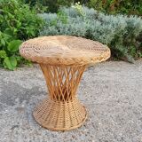 Vintage woven wicker diabolo coffee table