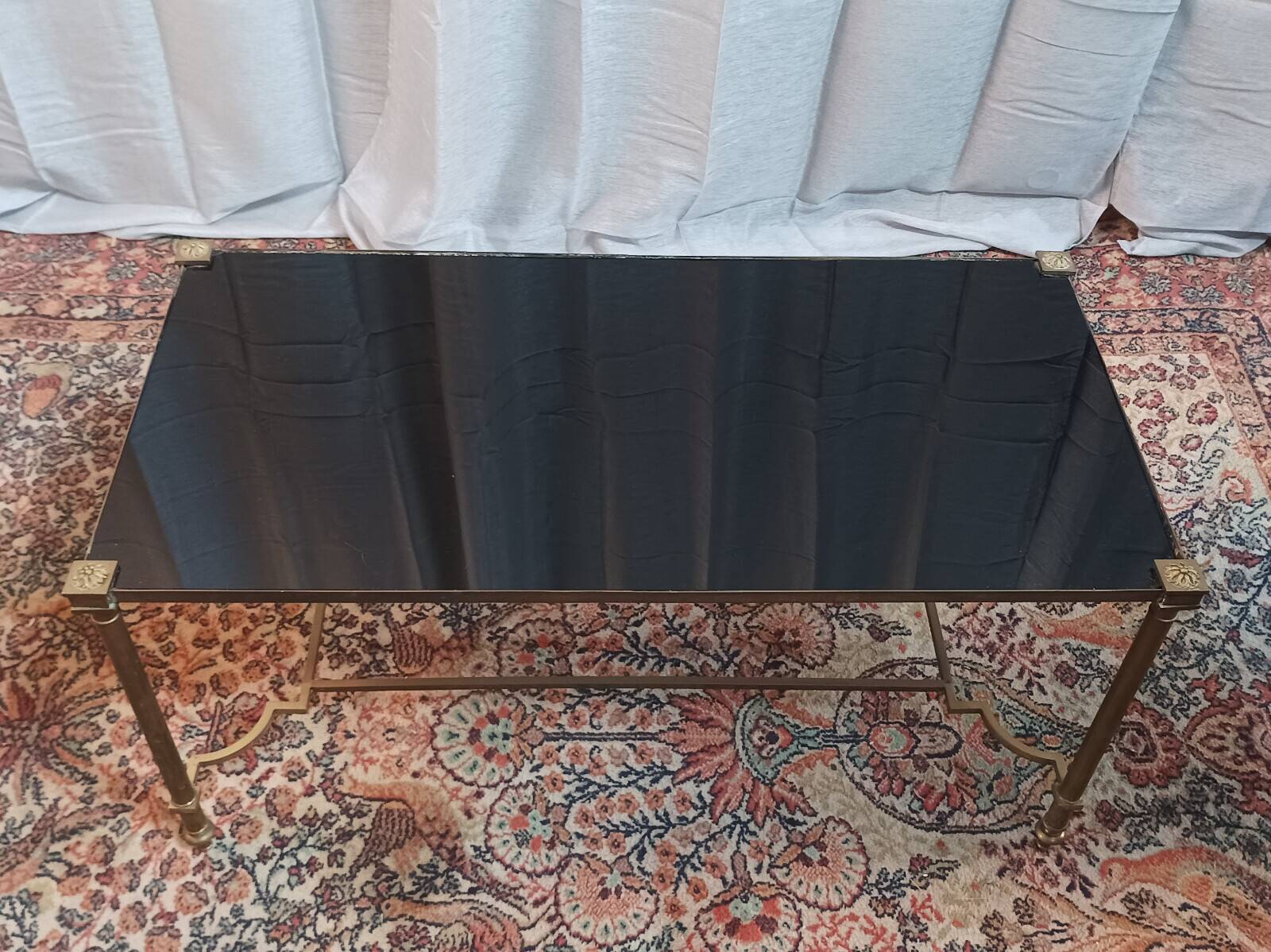 Vintage coffee table in brass and glass