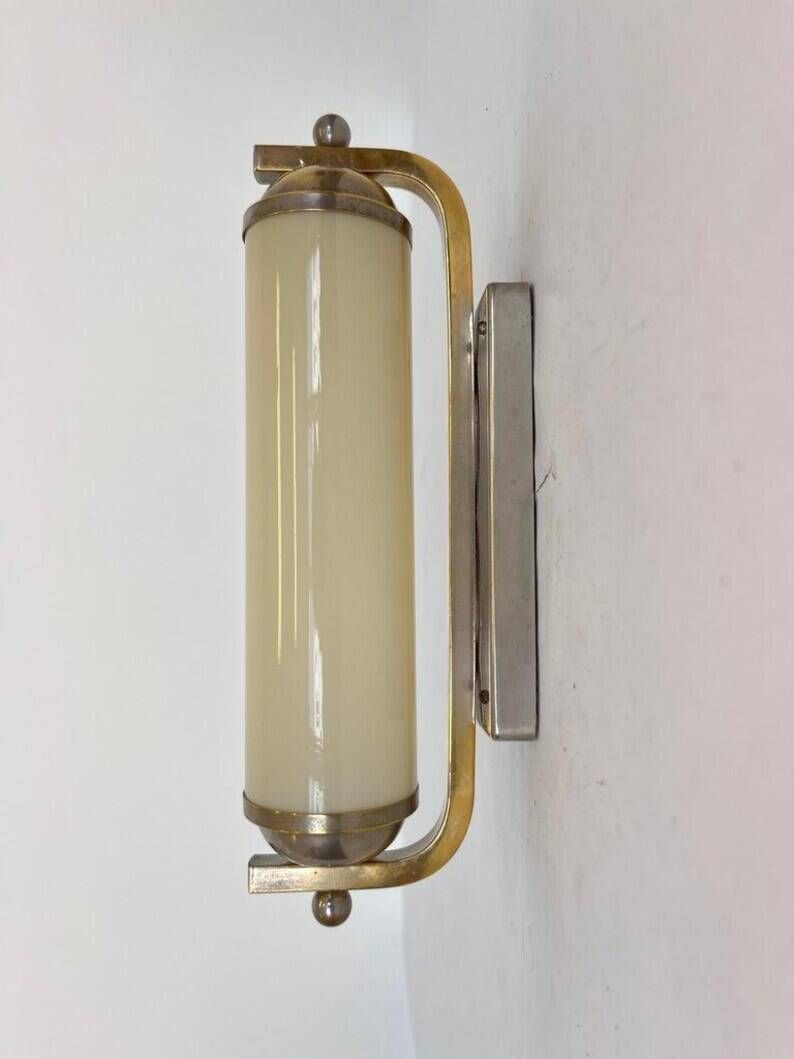 Bauhaus Chrome and glass Wall Lamp, 1930s - Czechoslovakia