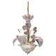 chandelier vénitien vintage, en verre de Murano à fleurs roses, des années 1970.