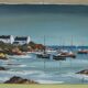 Oil on canvas signed, sailboats in brittany
