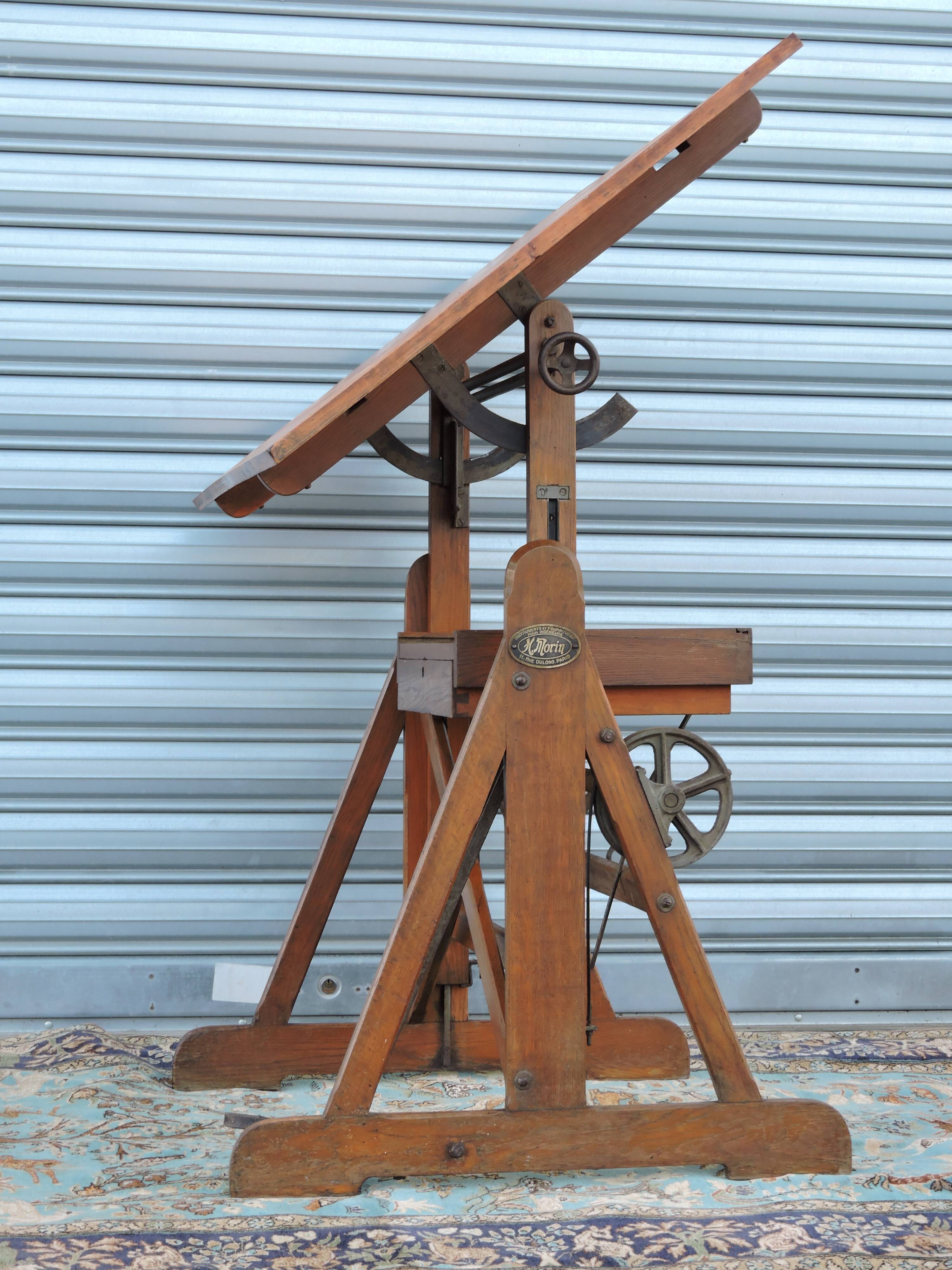 Architect's table has industrial adjustable design H Morin betting