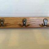 Wood metal coat rack three double hooks