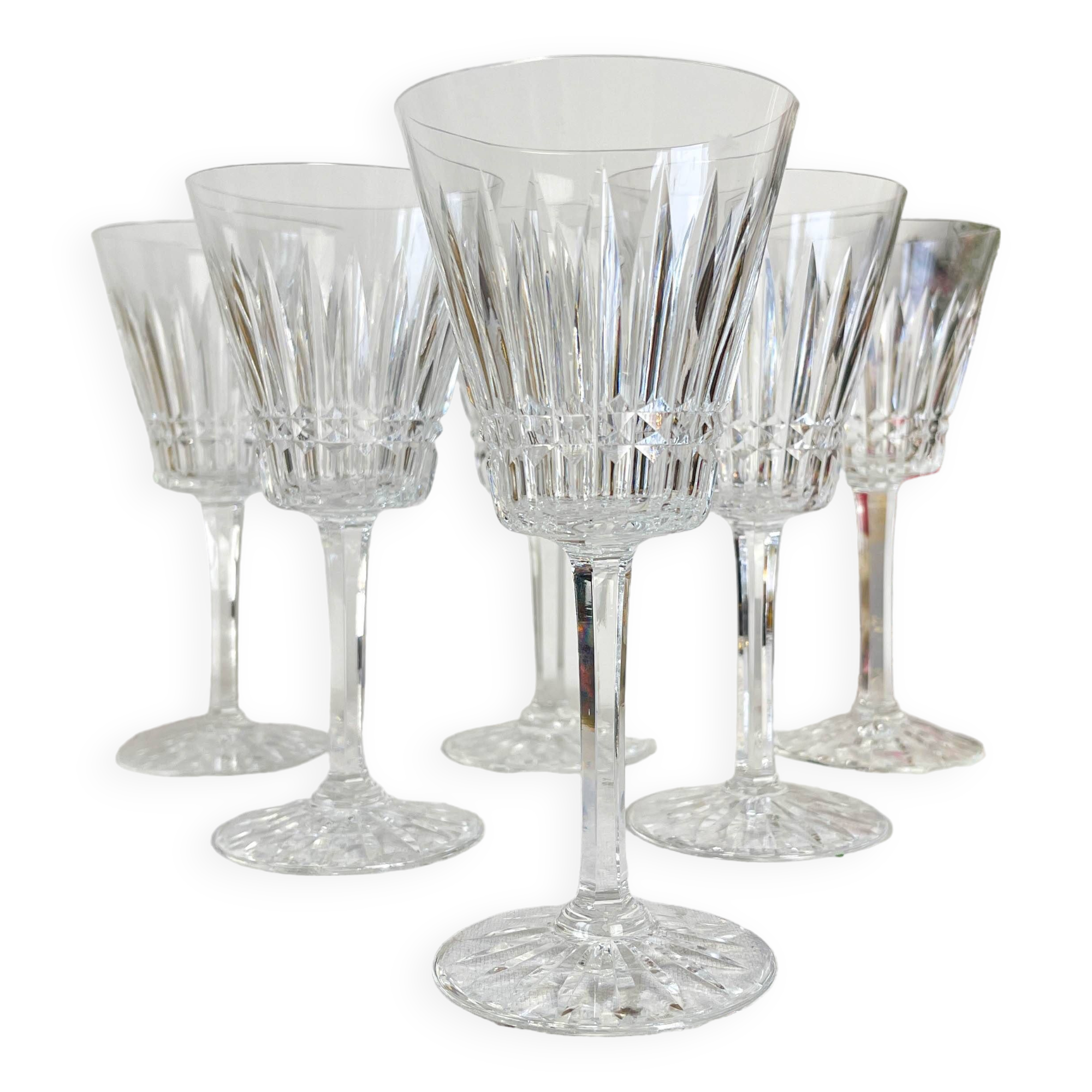6 verres à eau cristal ciselé français