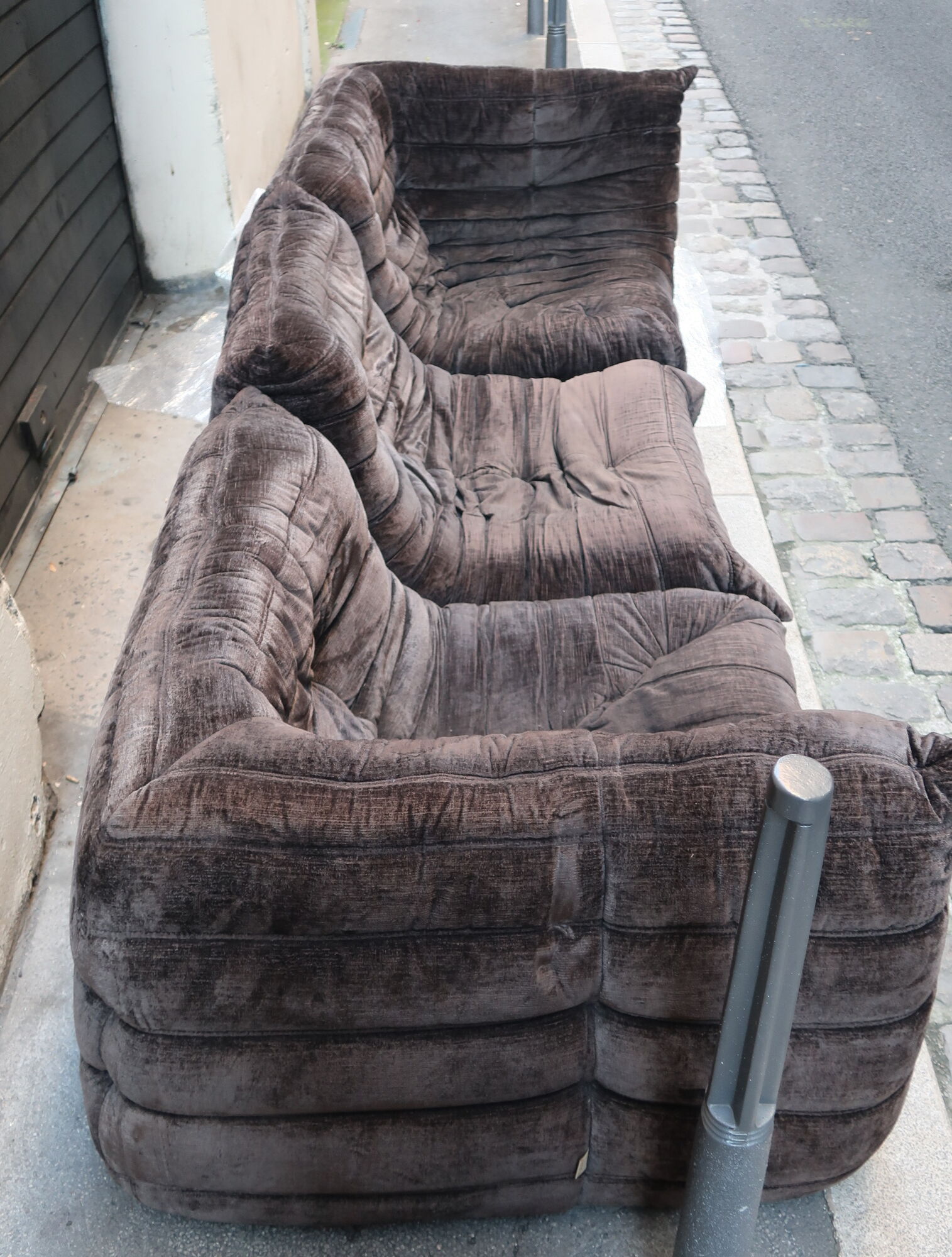 Togo in brown velvet by Michel Ducaroy for Ligne Roset 70s