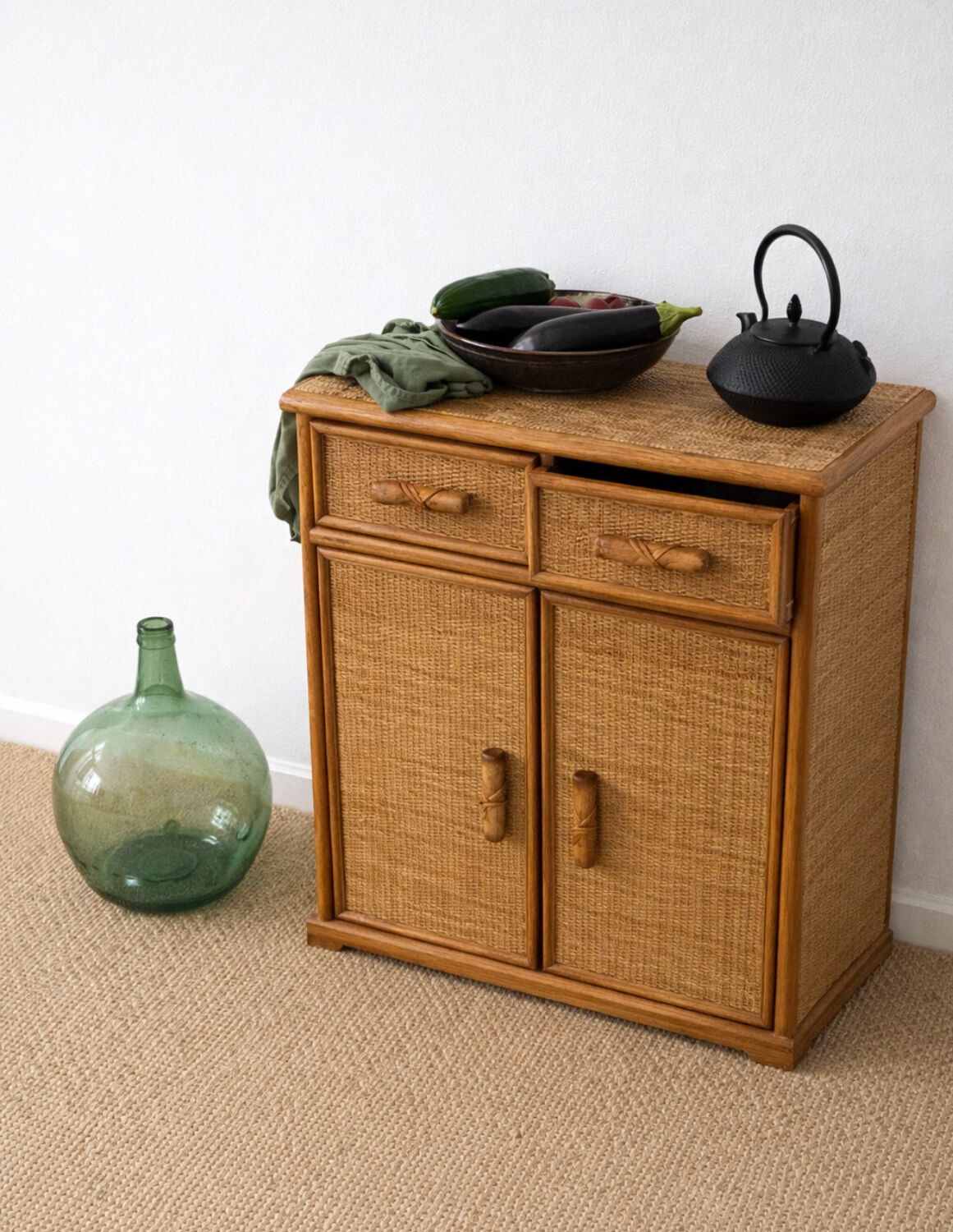 Small rattan and wicker buffet
