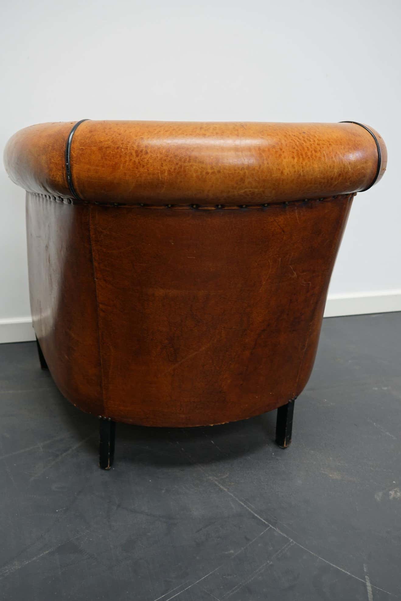 Vintage club chair in cognac-coloured leather Netherlands