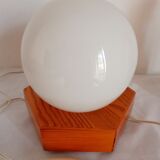 Bedside lamp in wood and opaline
