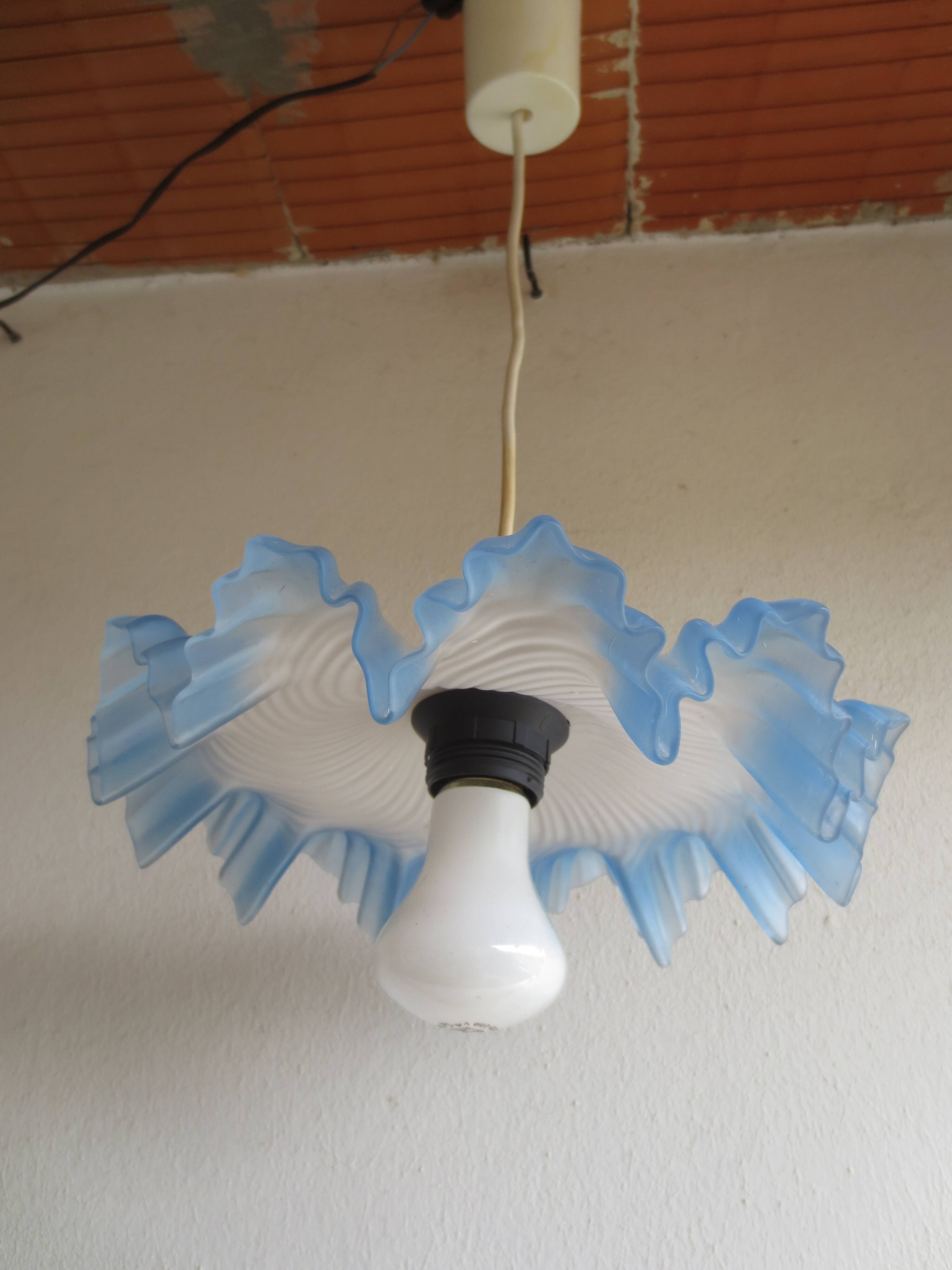 Suspension lampshade opaline blue edge