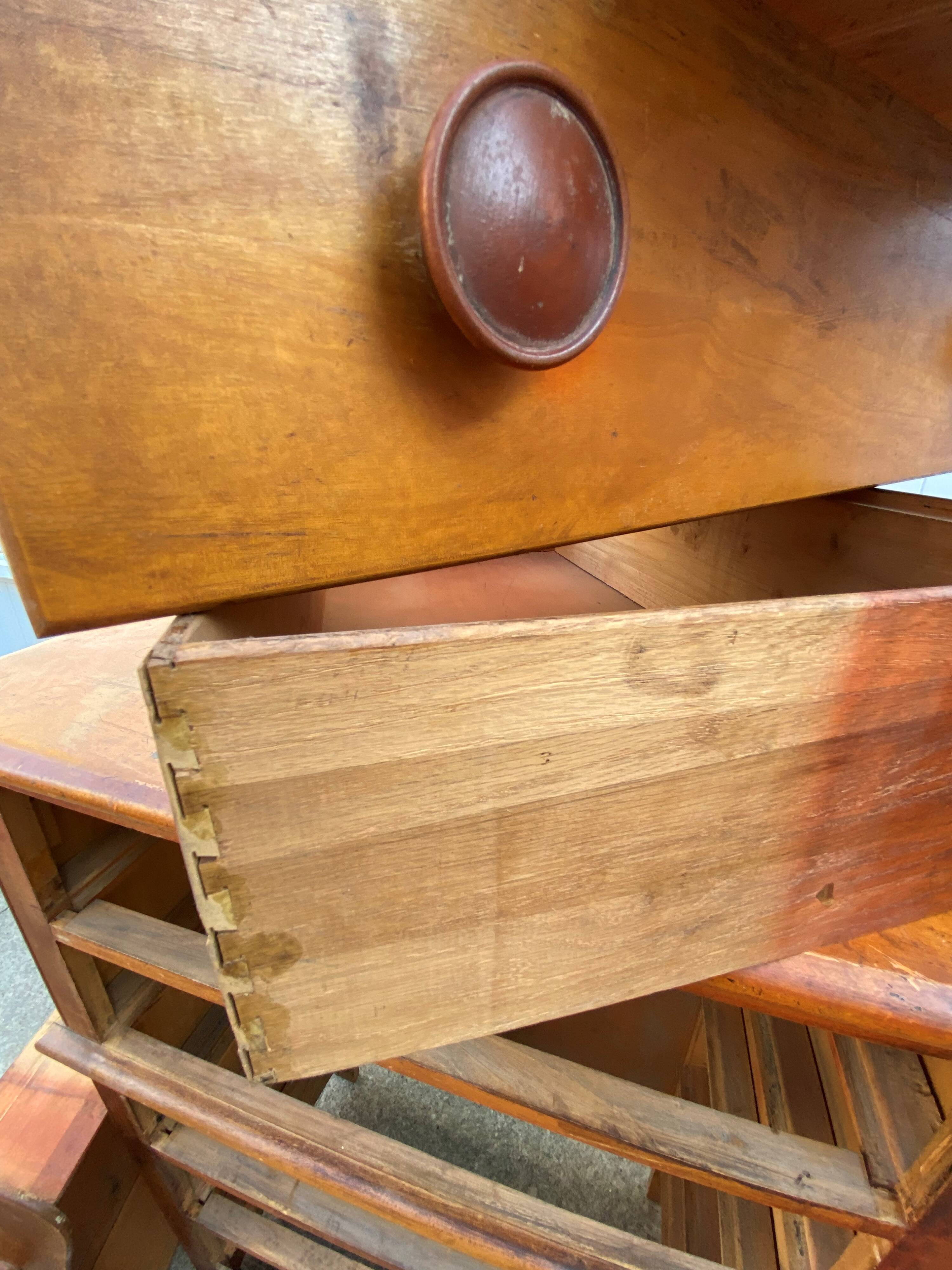 Meuble de métier de rangement commode haute en bois blanc 1950