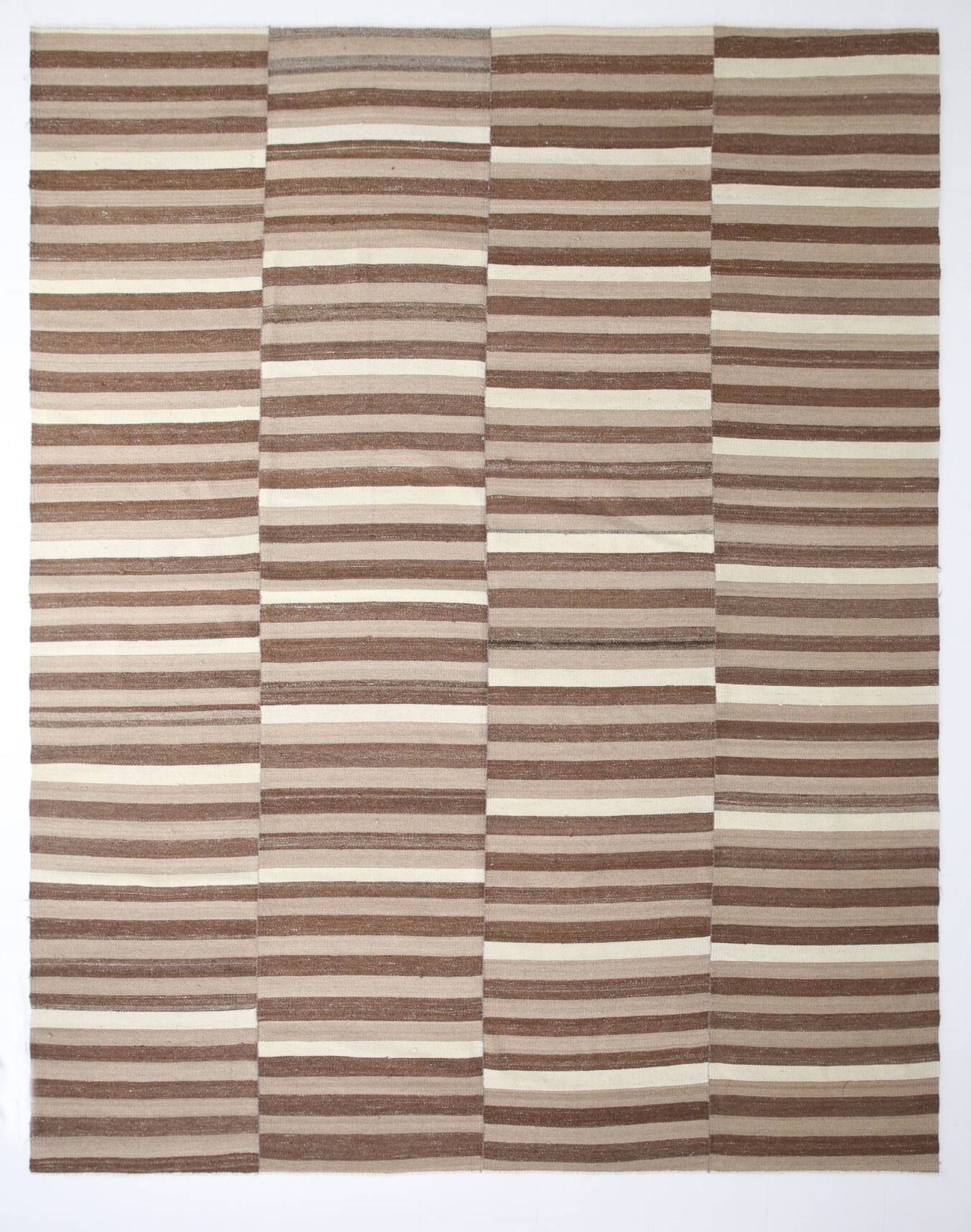 10x13 Dark Brown & Beige Vintage Kilim Rug, 311x394Cm