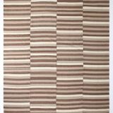 10x13 Dark Brown & Beige Vintage Kilim Rug, 311x394Cm