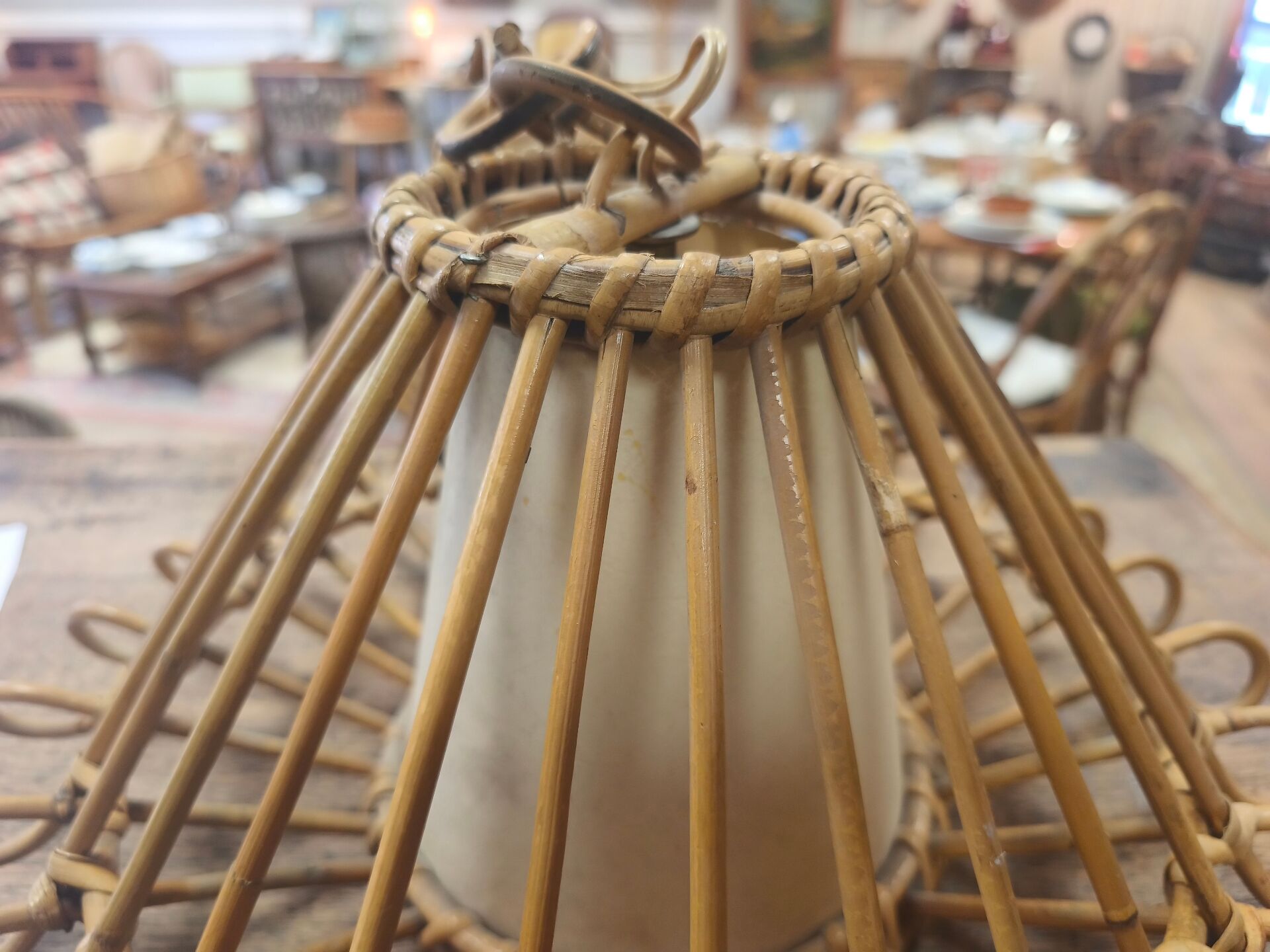 Vintage rattan ceiling light fixture