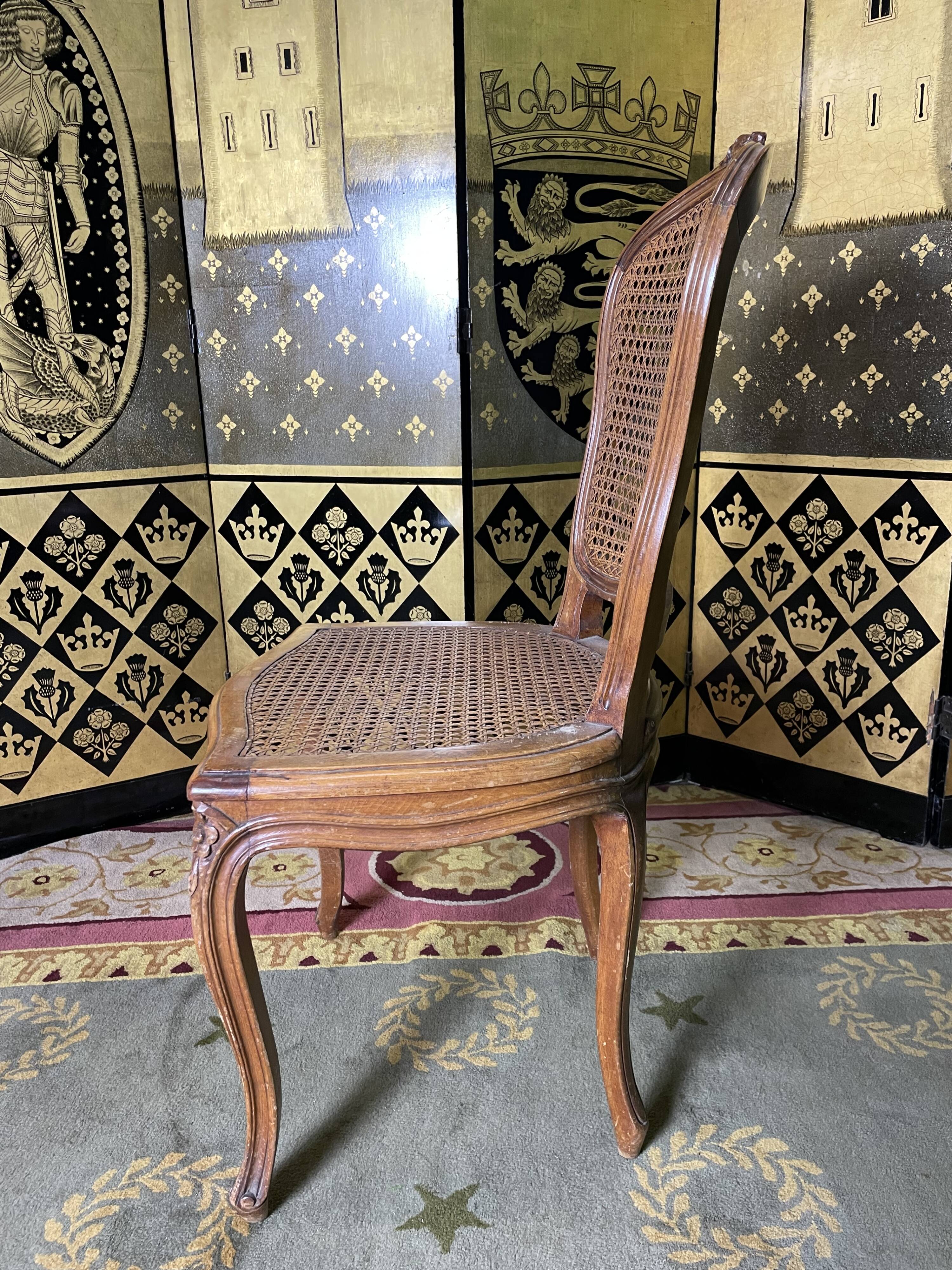 Suite of 6 Louis XV style chairs in canning