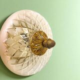 Ornate glass and brass wall or ceiling lamp