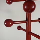 Postmodern coat rack in red lacquered beech, Italy, 1980s