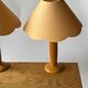 2 vintage wooden and fabric bedside lamps