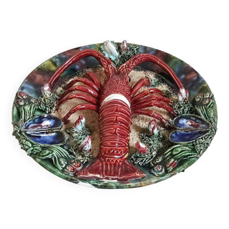 Assiette décorative écrevisse portugal années 50 diamètre 31,5 cm