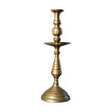 Large bronze brass disc candlestick