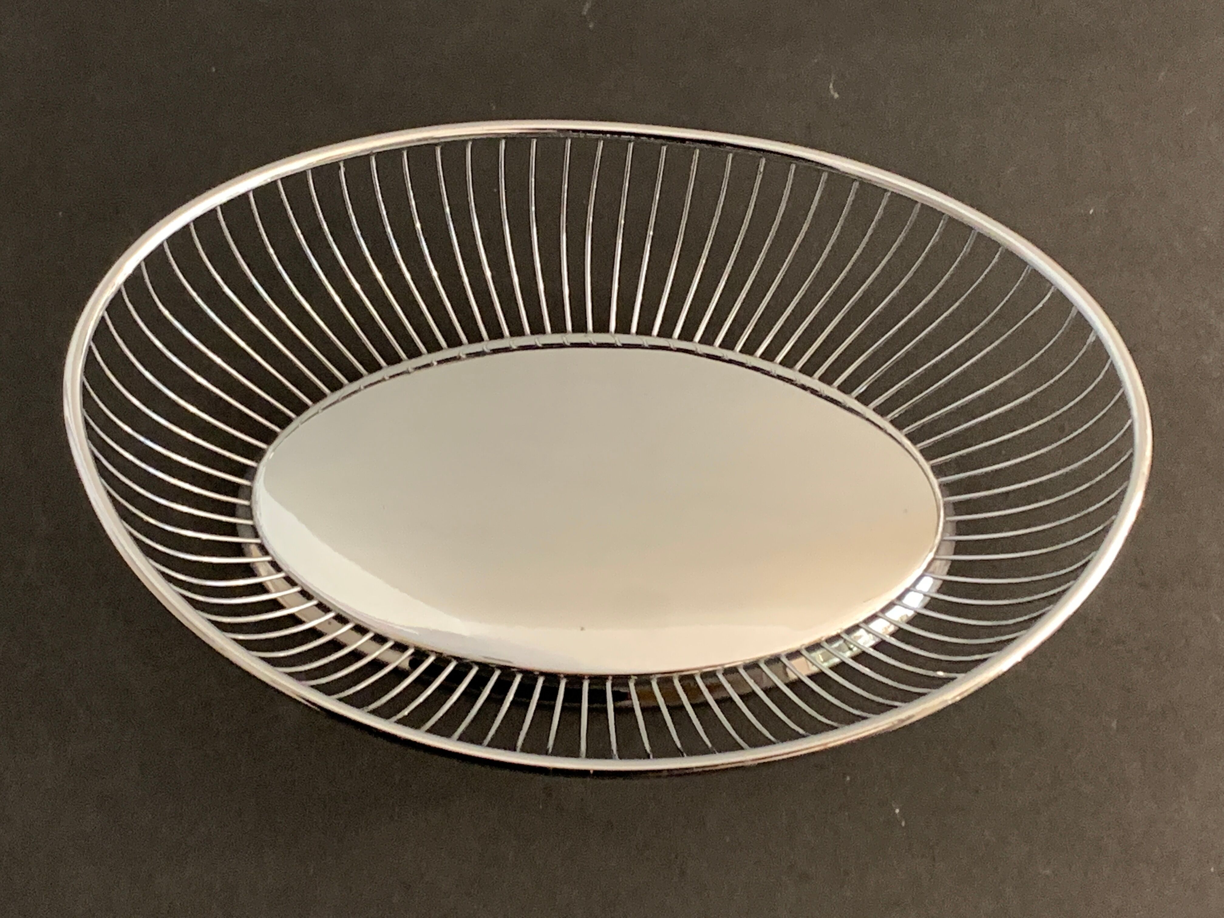 Stainless steel bread basket or fruit basket, Alfra Italy