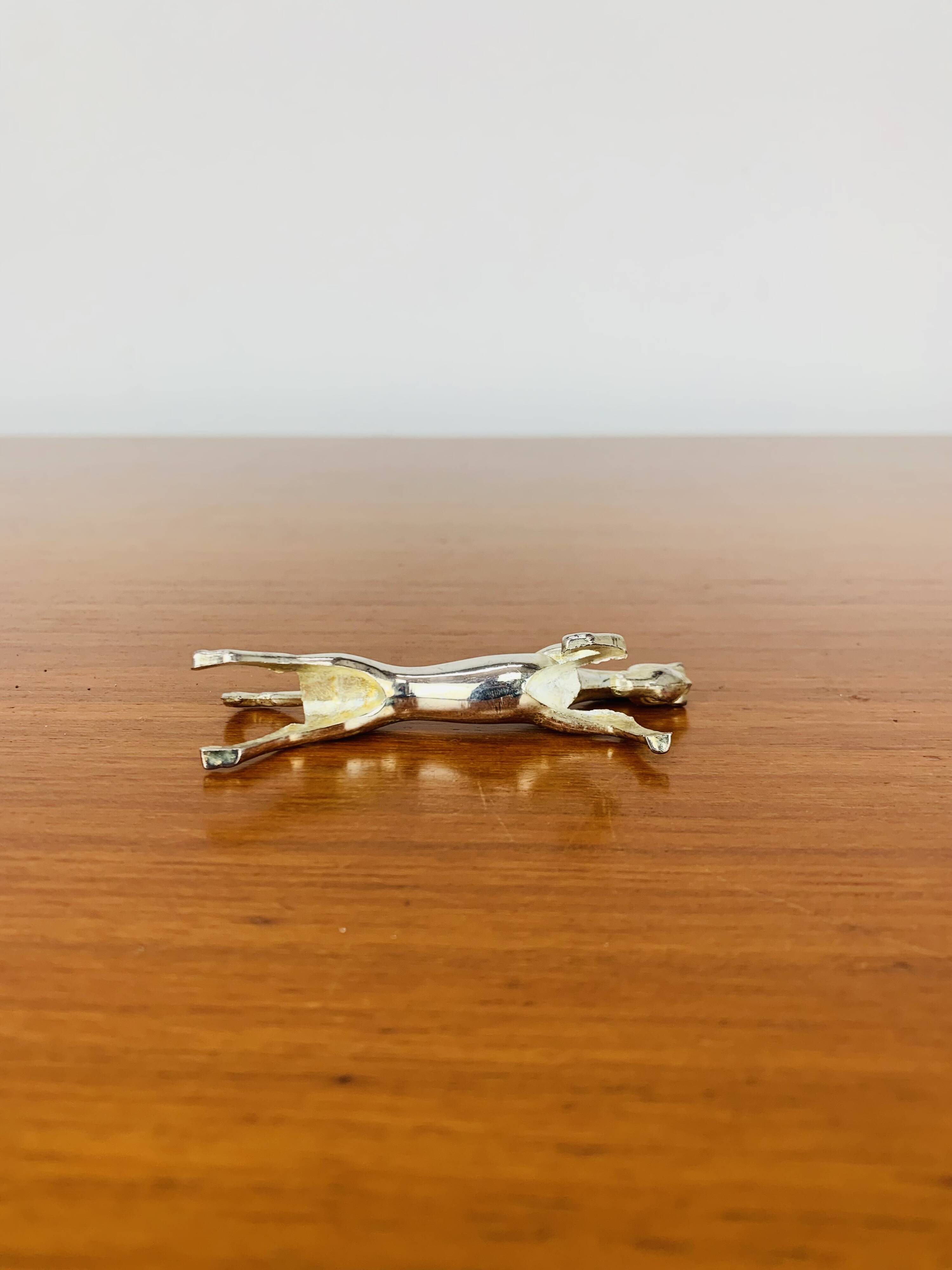 6 vintage silver metal horse knife rests