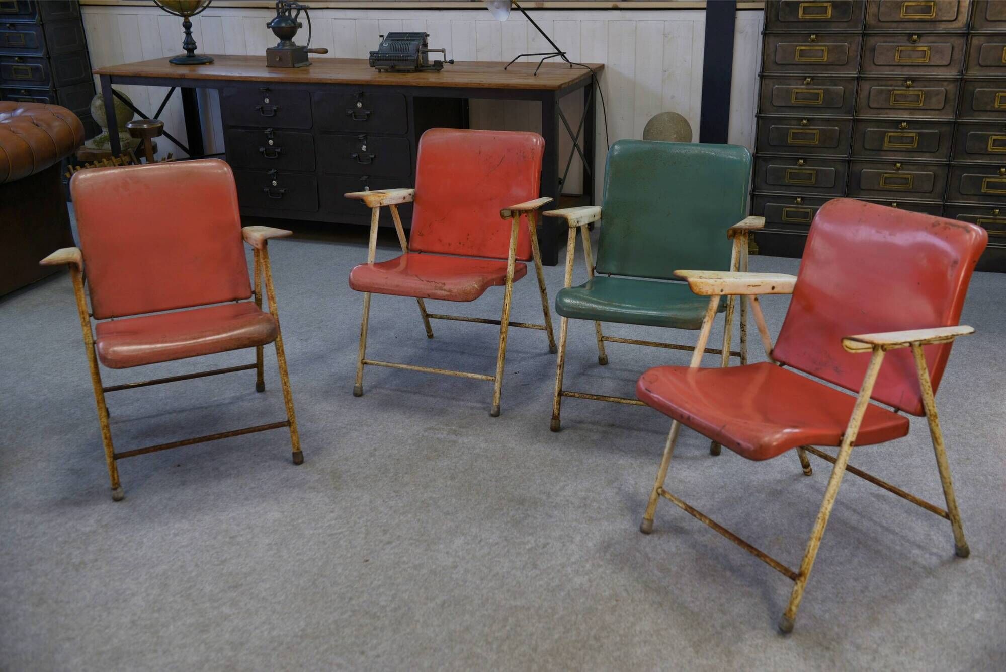 Folding chairs by Russel Wright for Samsonite Chairs 1960s
