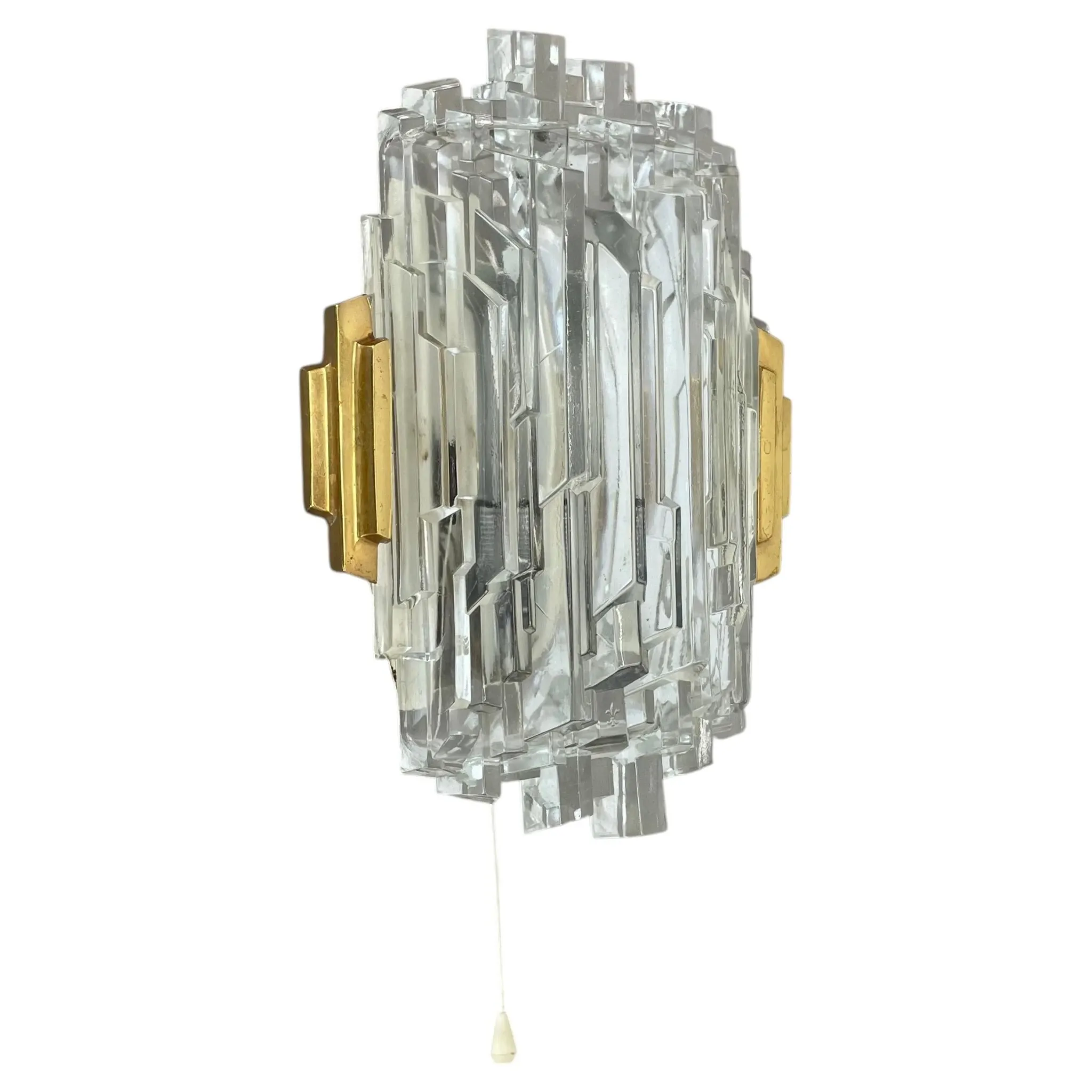 Beautiful CUBIC Ice Glass Wall Light by Hillebrand Lights, Germany, 1970s