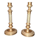Pair of large 19th-century guilloché brass candlesticks - Louis XVI / Napoleon