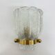 Vintage Hillebrand wall lamp ice glass with brass, 1970s Germany