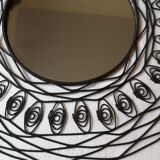 Black metal round mirror - 43cm