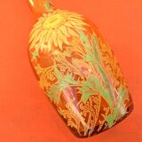 1900s Liqueur Decanter Blown and Enameled Amber Glass