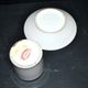 Charles Hebert Rouen porcelain – Antique litron coffee cup with gold trim.